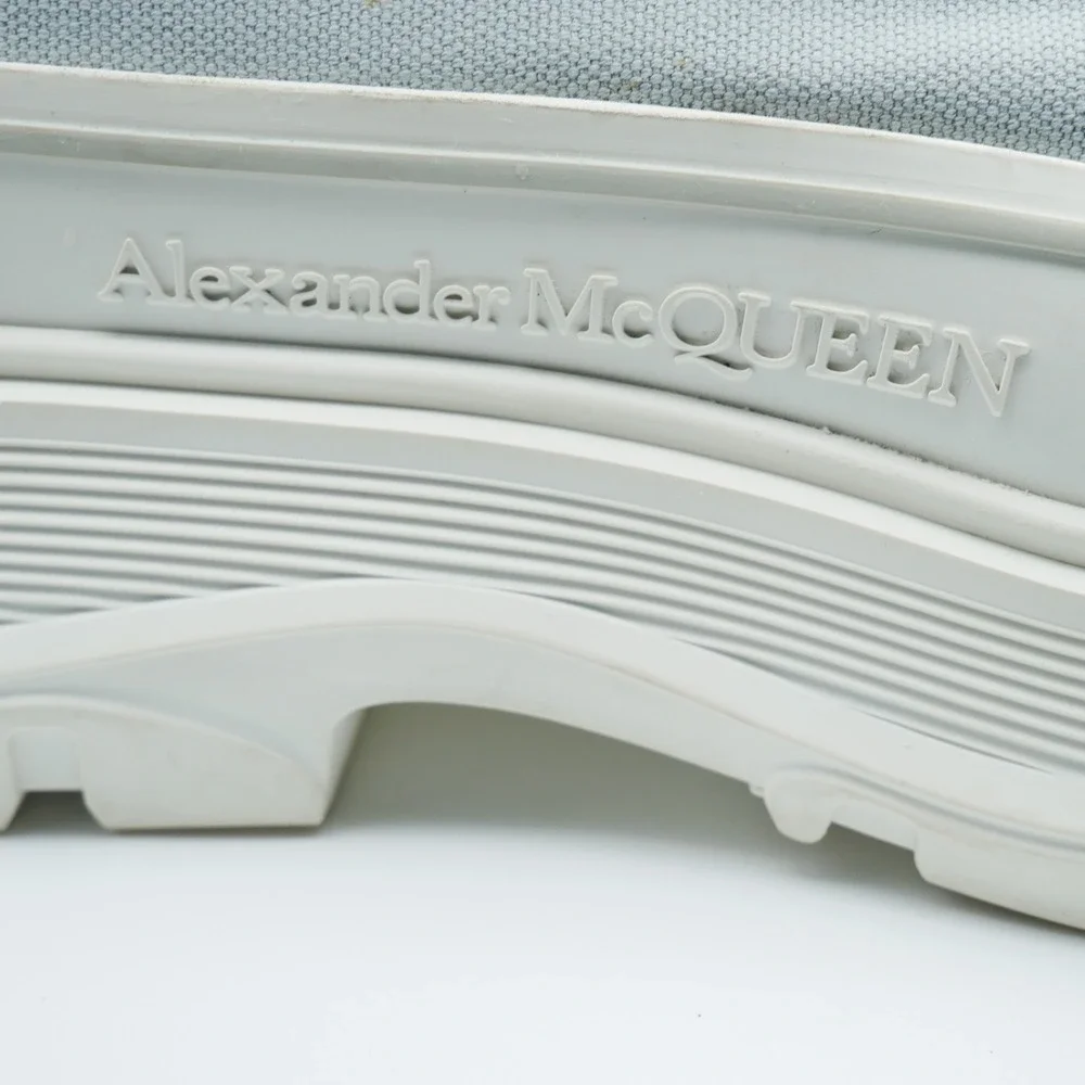 Alexander McQueen Tread Slick High Top Canvas Sneakers Grey 604254 Size 44